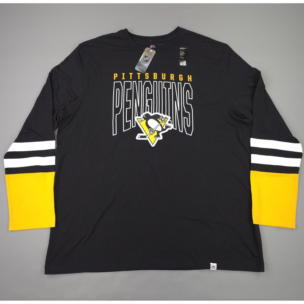 Pittsburgh Penguins Shirt Mens 2XL Black NHL Hockey Long Sleeve Majestic Tee